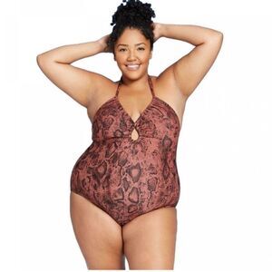 Kona Sol Snake Skin Halter One Piece Swimsuit NEW size 20W